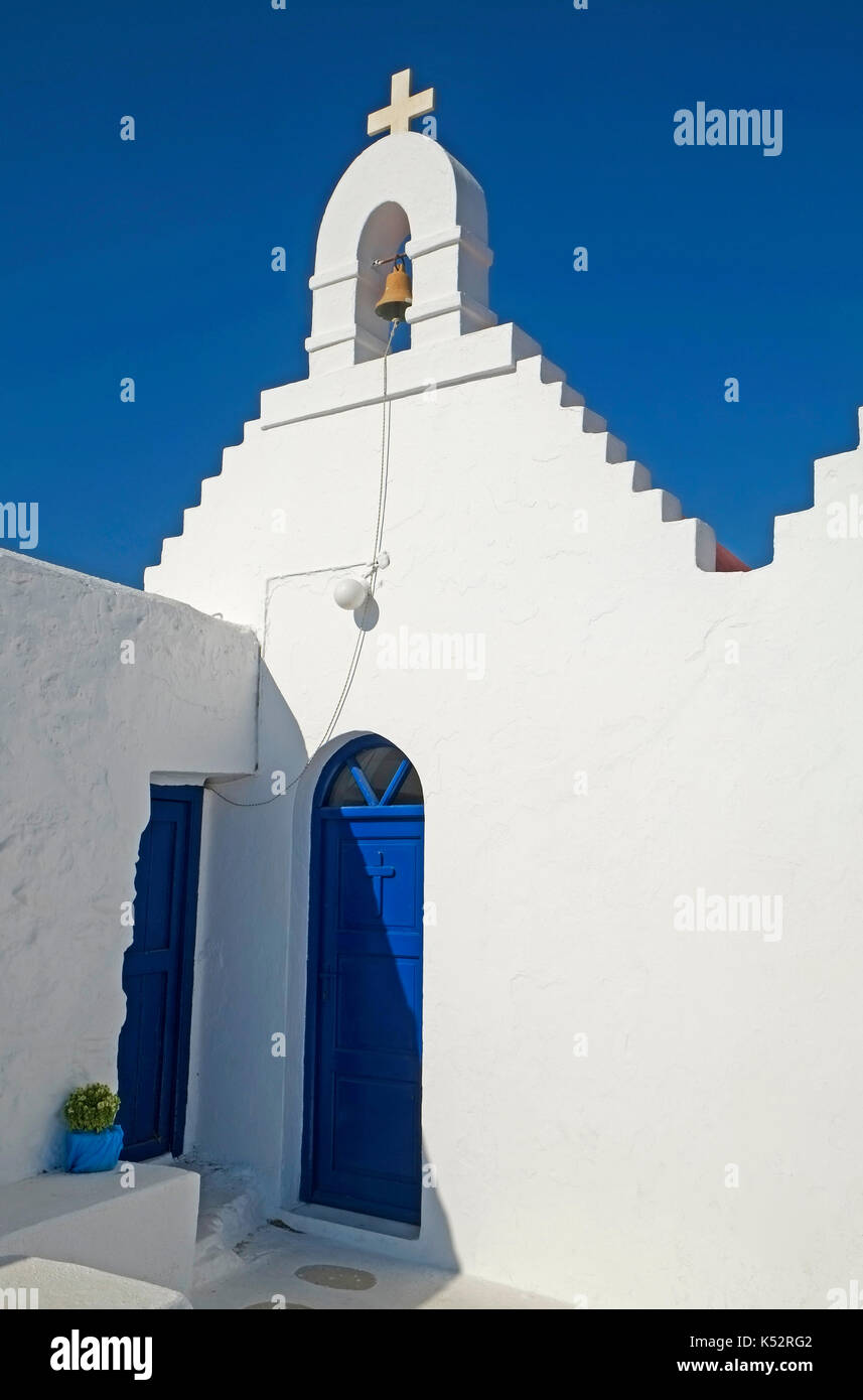 Chiesa Greco Ortodossa Cappella isola di Miconos Mykonos Cyclades Grecia UE Unione europea EUROPA Foto Stock