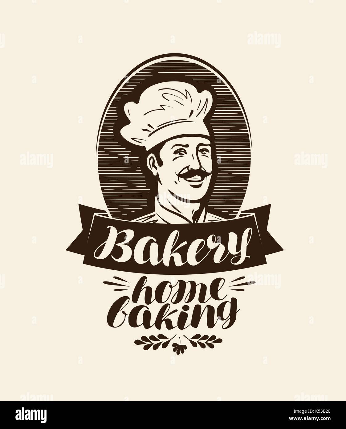 Panificio, bakehouse logo o etichetta. home la cottura del pane, baker simbolo. vintage illustrazione vettoriale Illustrazione Vettoriale