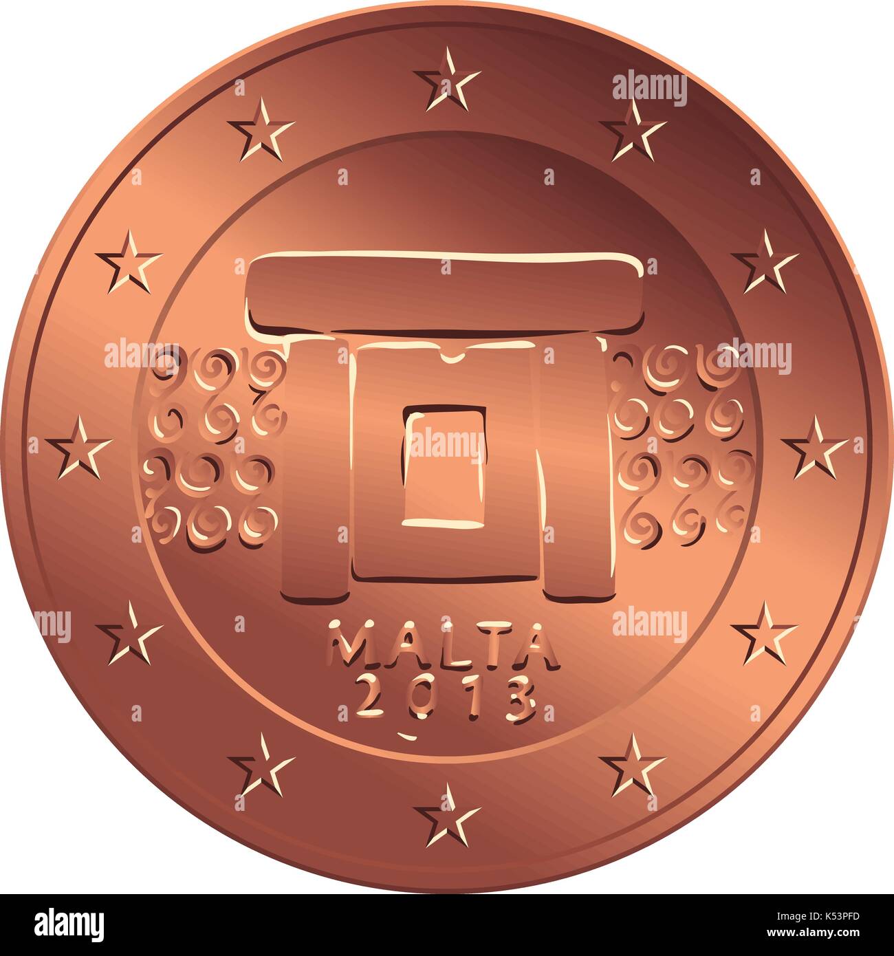 Vector denaro Moneta di bronzo di 5 centesimo di euro Illustrazione Vettoriale