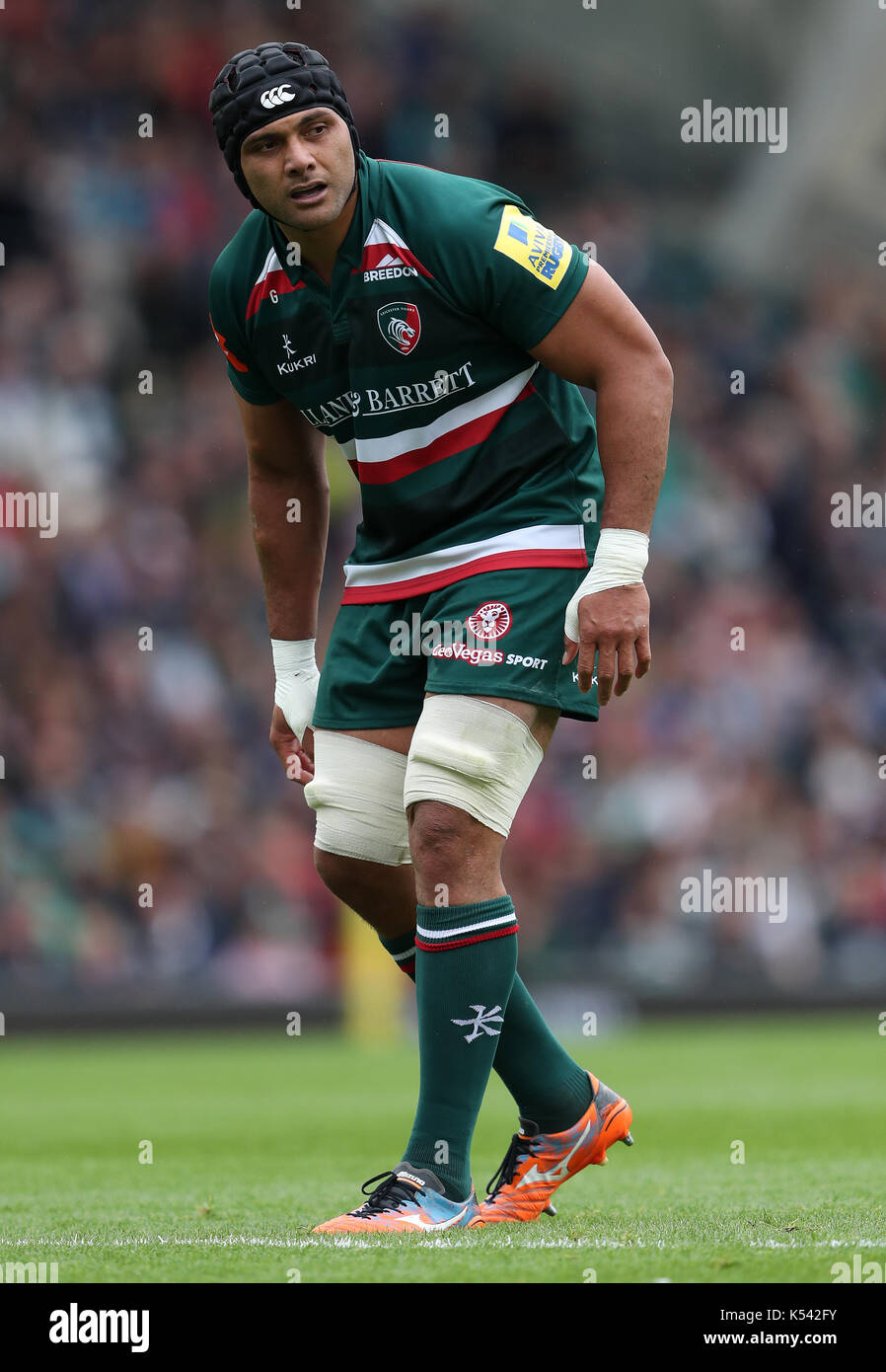 Leicester Tigers' sione kalamafoni durante la aviva premiership corrispondono a welford road, Leicester. Foto Stock