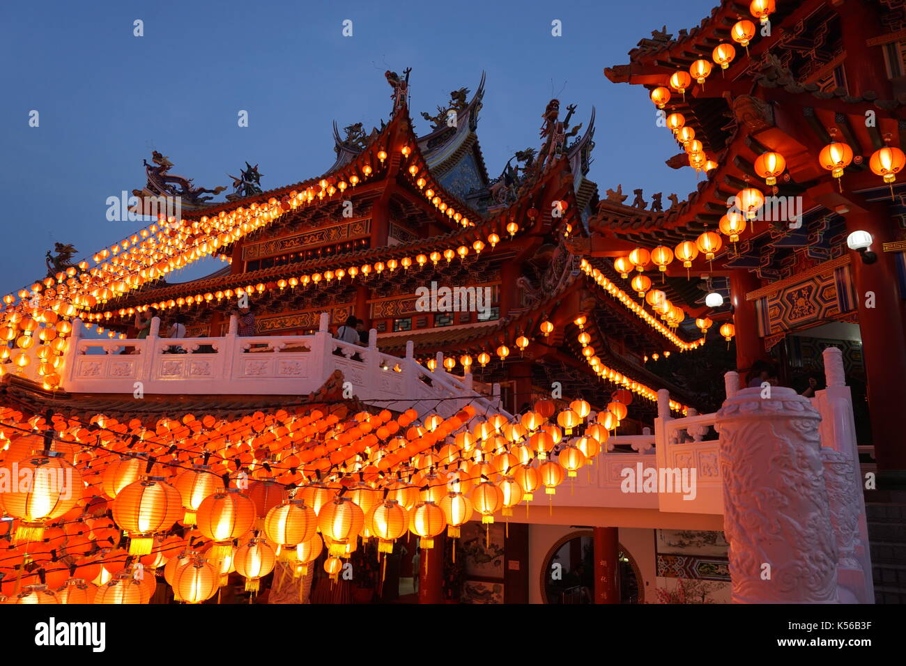 Panorama al tramonto in Thean Hou tempio, Kuala Lumpur, Malesia Foto Stock