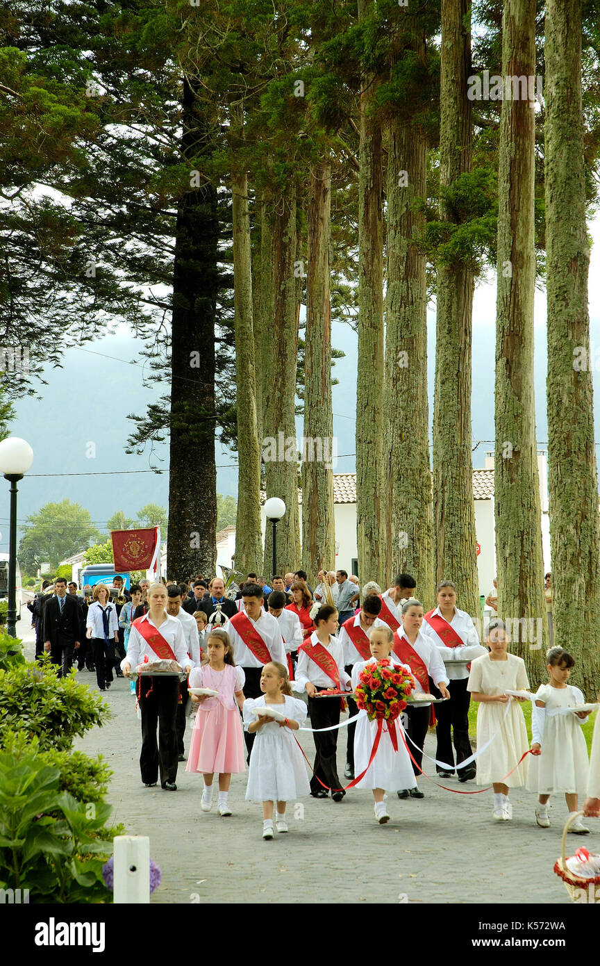 Festa dell'Espírito Santo (lo Spirito Santo). Sete Cidades. São Miguel Island, Azzorre. Portogallo Foto Stock