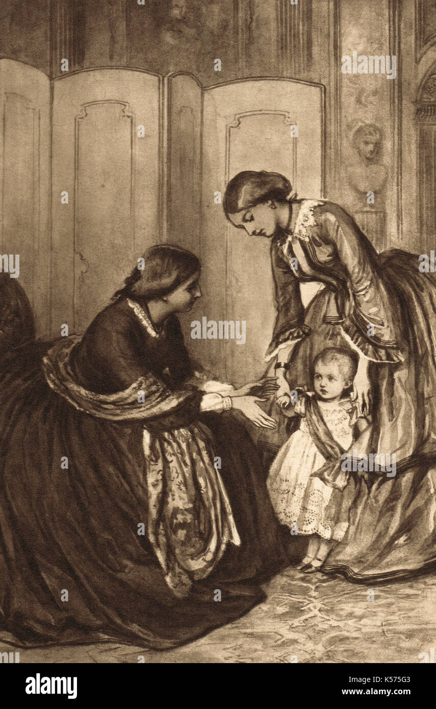 La regina Victoria con la sua giovane nipote Principe Wilhelm di Prussia (più tardi il kaiser Guglielmo II) Foto Stock
