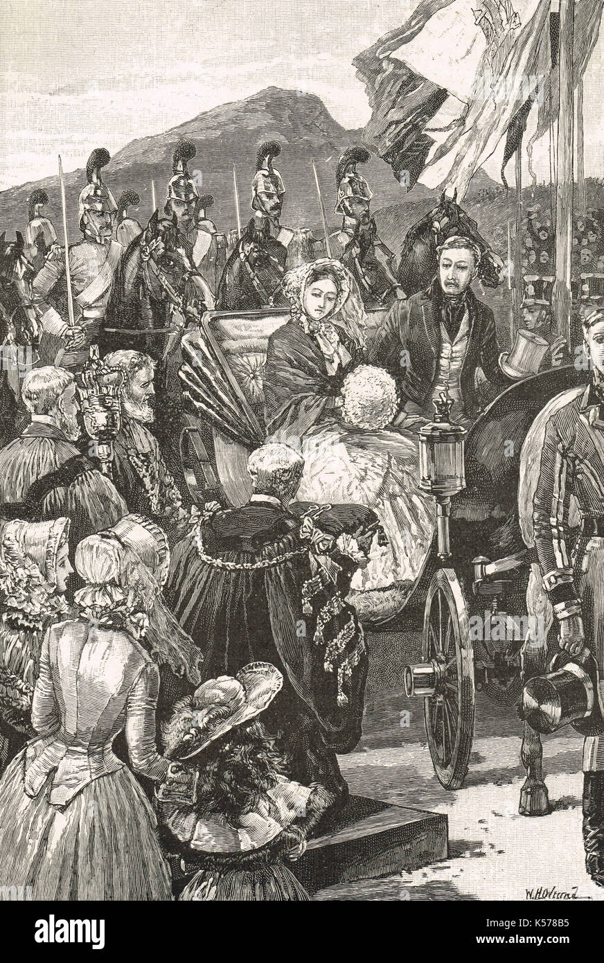 La regina Vittoria e il principe Alberto entrando in Edinburgh, 3 settembre 1842 Foto Stock