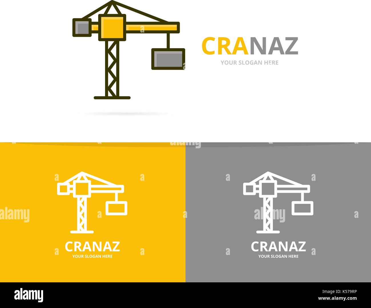 Vettore di gru e costruzione logo design modello. Illustrazione Vettoriale