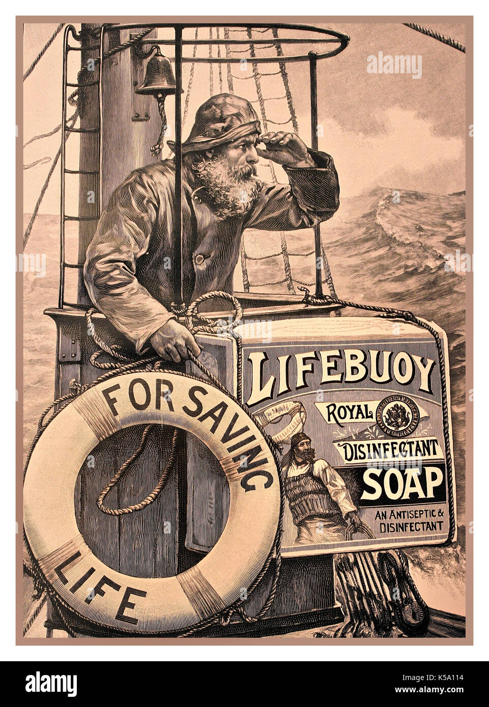 1903 pubblicità Vintage di disinfettante antisettico salvagente Soap Foto Stock