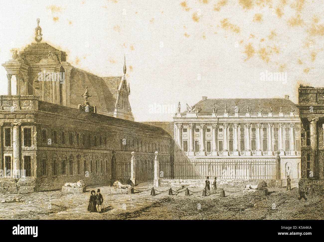 Varsavia. La Polonia. Palazzo dei Re luogotenenti. Incisione di Traversier, 1850. Panorama Universal-Poland. Foto Stock