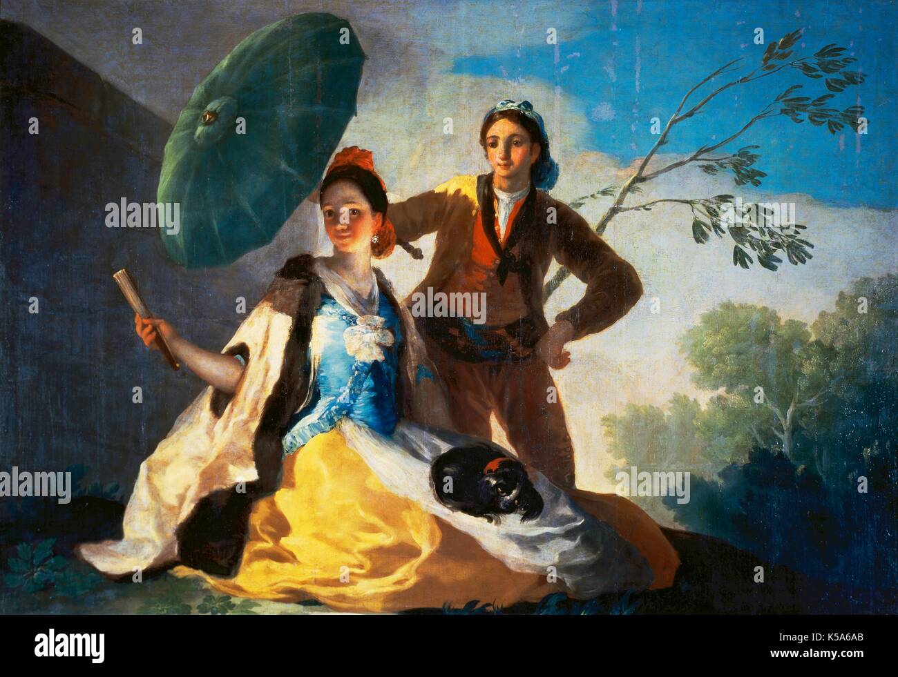Francisco de Goya y Lucientes (1746-1828). Lo spagnolo pittore e incisore. L'ombrellone, 1777. Museo del Prado. Madrid, Spagna. Foto Stock