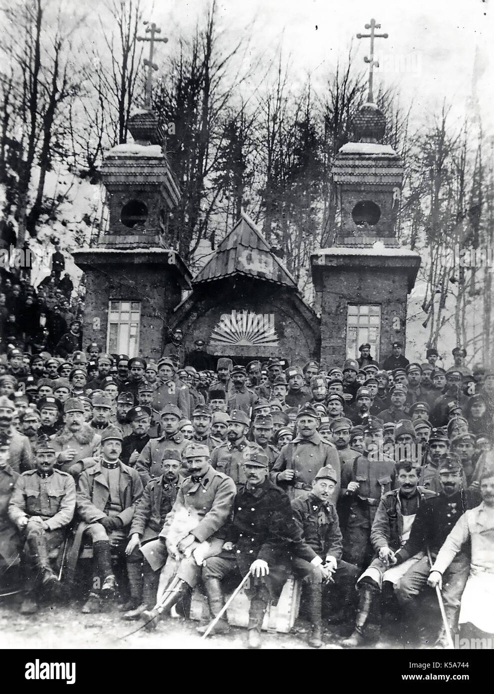 Slovenia Dedica della Cappella russa sul Passo Vrsic costruito dai POWs russi nel 1918 Foto Stock