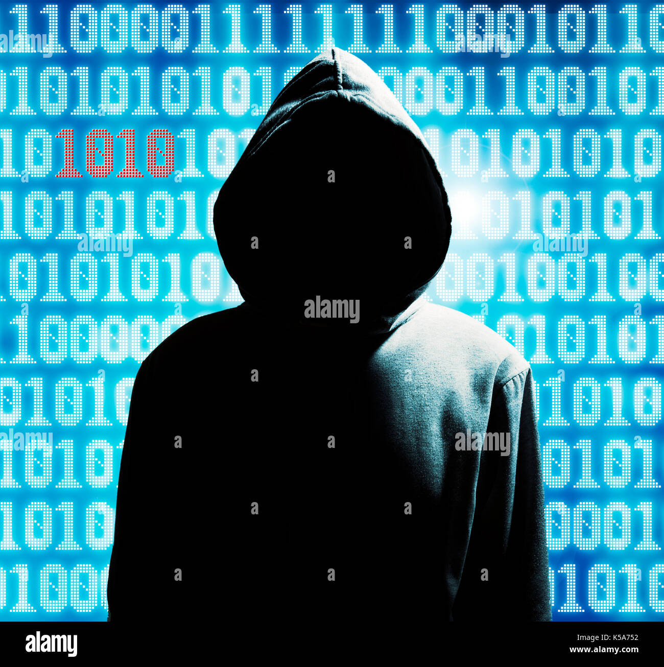 Hacker misterioso nel cofano Foto Stock