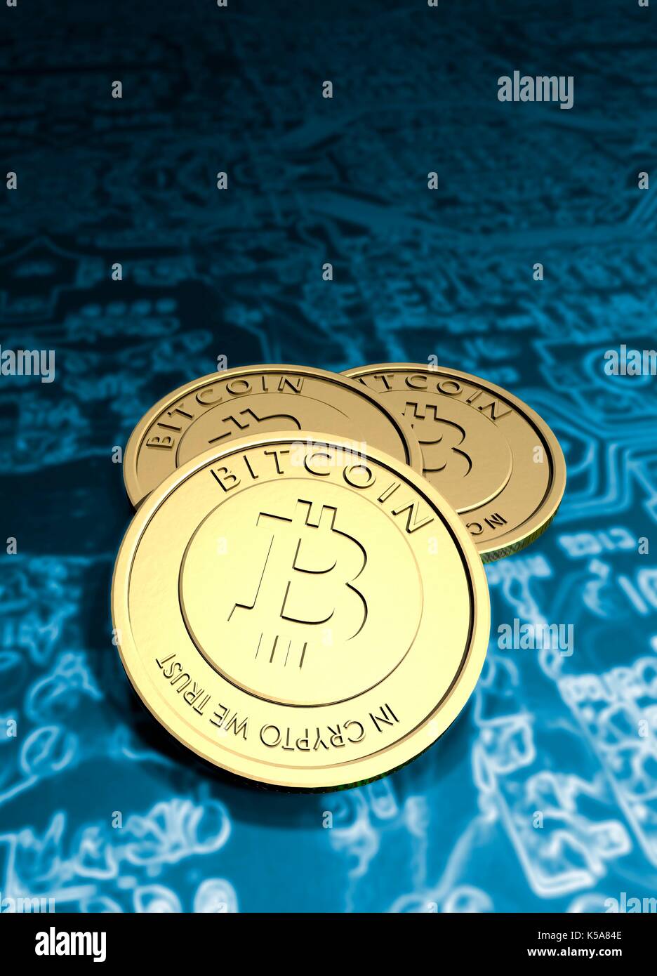 Bitcoins, illustrazione. Foto Stock