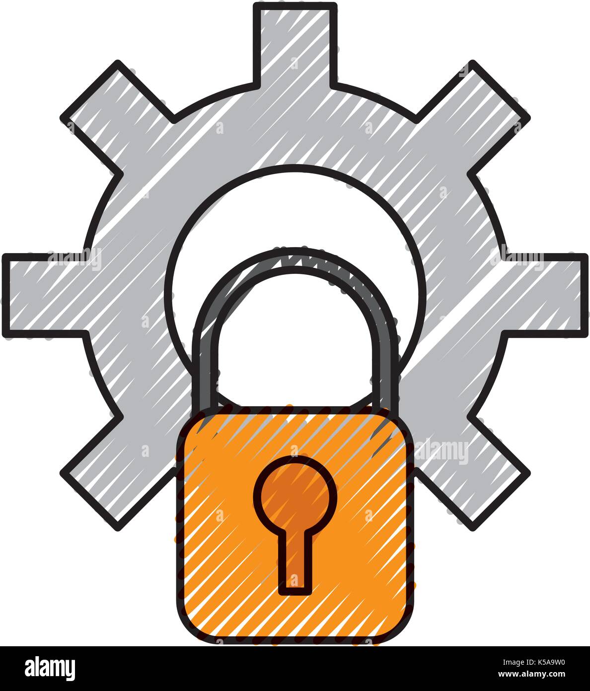 Ingranaggio di tecnologia e sicurezza sistema lucchetto Illustrazione Vettoriale