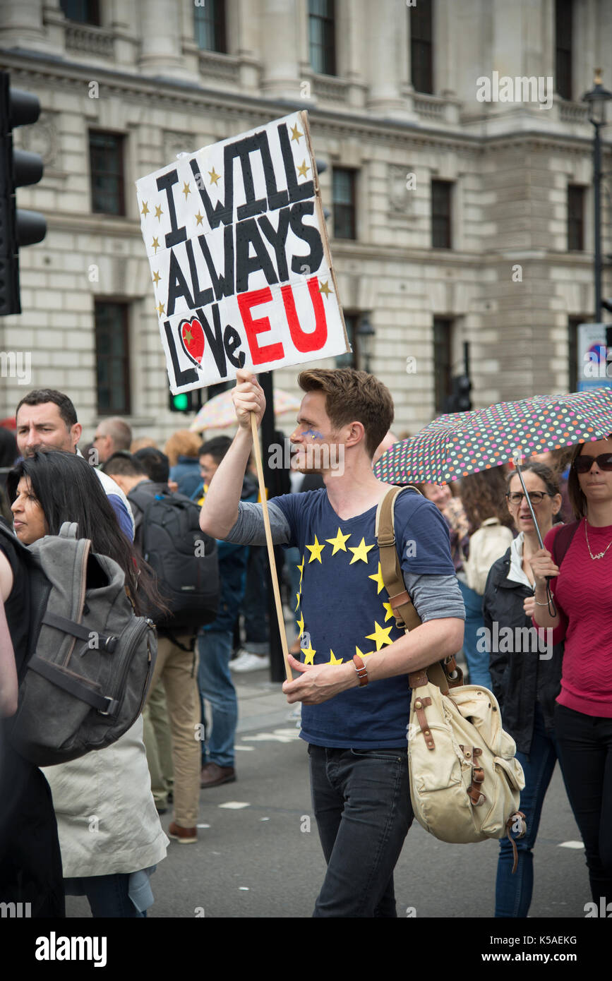 Londra, Regno Unito. 2 luglio 2016. Marzo per l’Europa - ‘amerò sempre l’UE’. Credito: A.Bennett Foto Stock