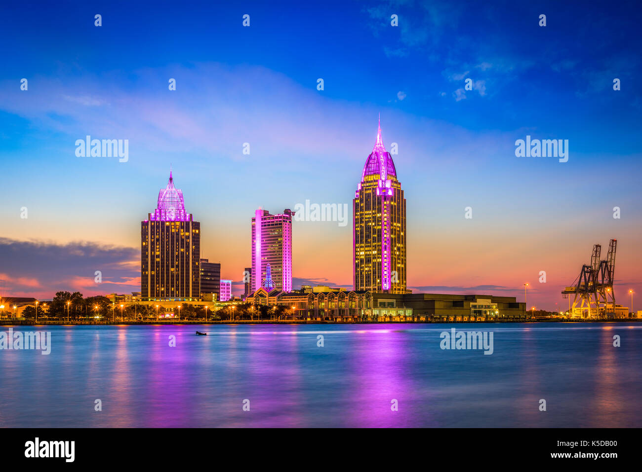 Mobile, Alabama, Stati Uniti d'America skyline del centro. Foto Stock