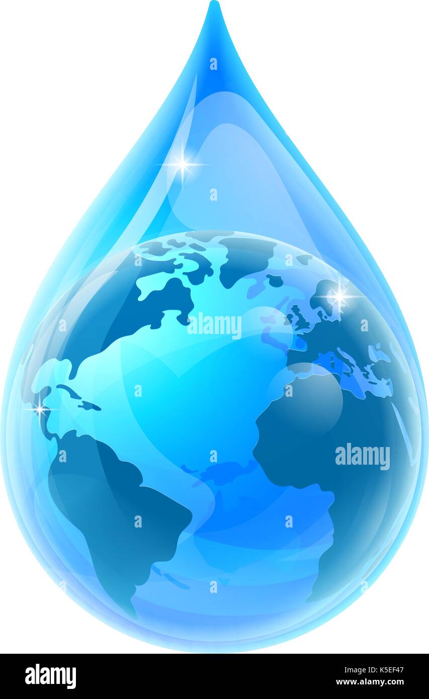 Mondo globo terrestre acqua goccia goccia Illustrazione Vettoriale