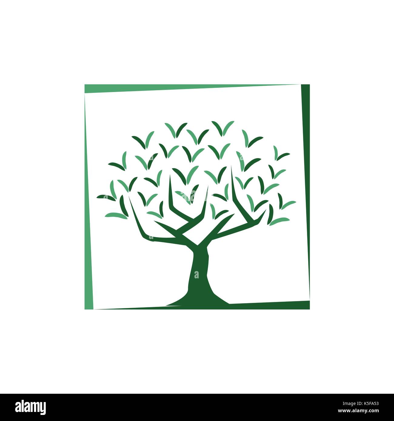 Albero con v lettere illustrazione, icona design, isolati su sfondo bianco. Illustrazione Vettoriale