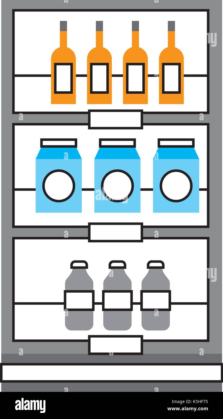 Supermercato negozio di generi alimentari e di conservare le bottiglie di bevande e scatole Illustrazione Vettoriale