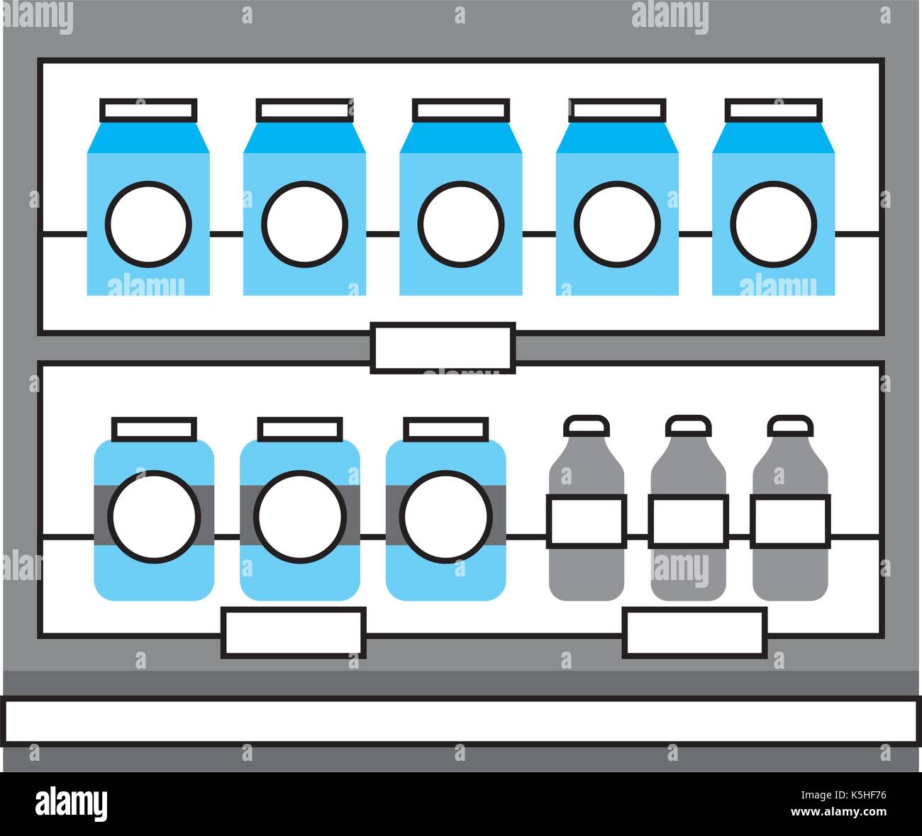 Supermercato negozio di generi alimentari e di conservare le bottiglie di bevande e scatole Illustrazione Vettoriale