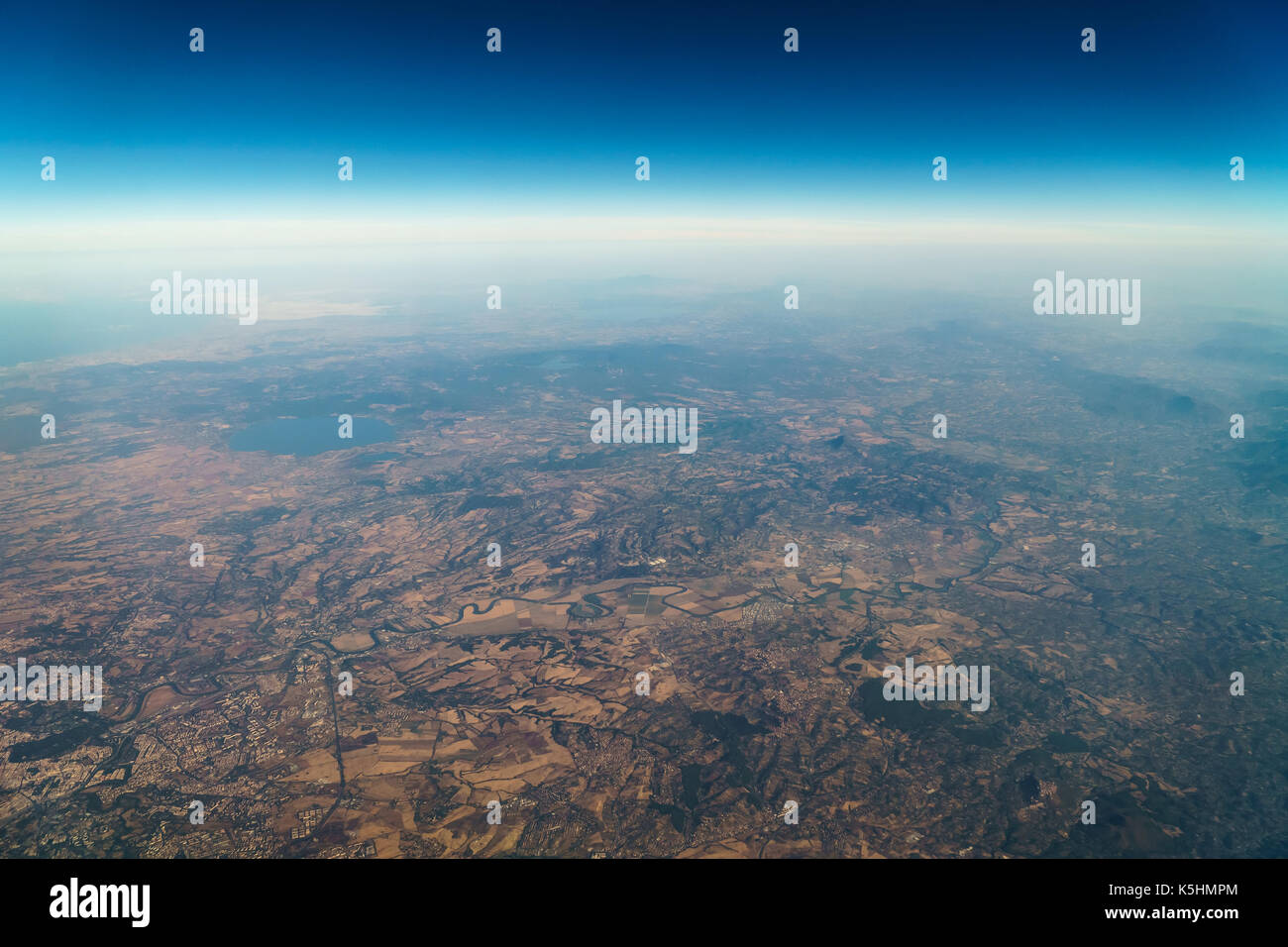 Vista satellitare del pianeta terra orizzonte Foto Stock