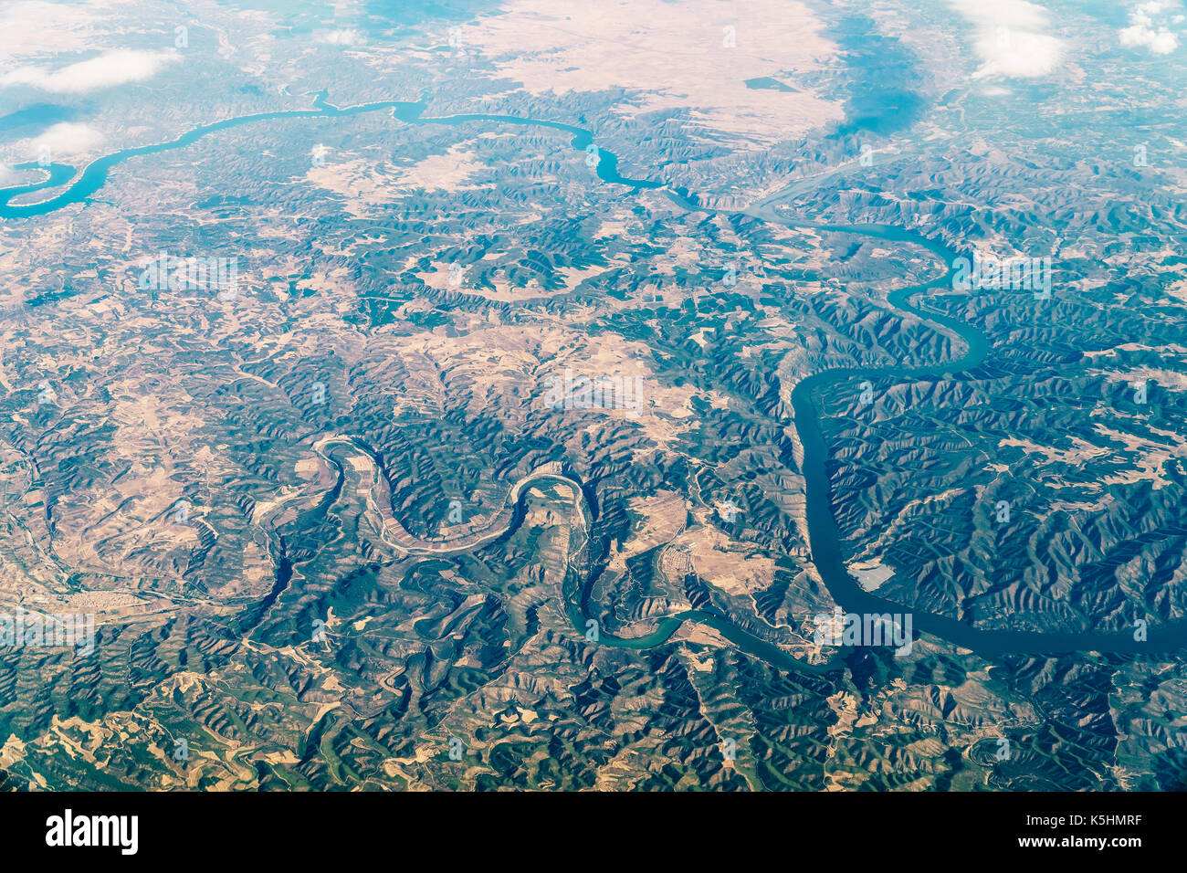 Vista satellitare del pianeta terra orizzonte Foto Stock