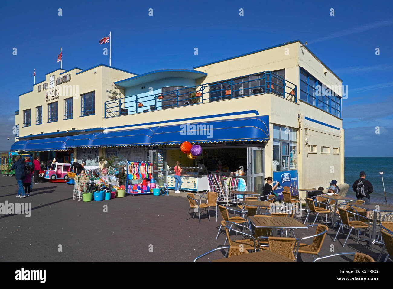 Una vista del molo bandstand di Weymouth Foto Stock