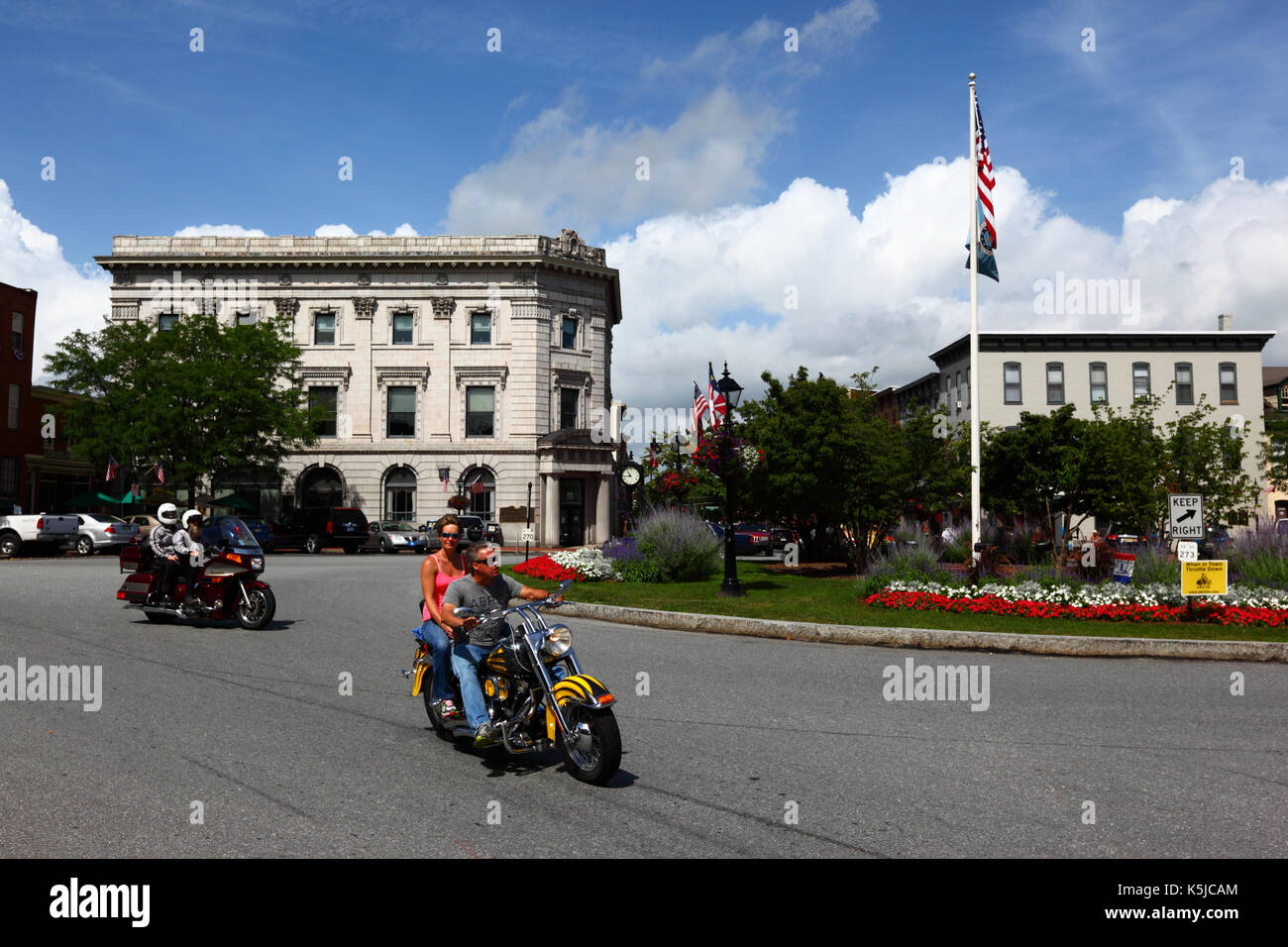 Bikers in Lincoln Square durante la settimana in bici, Gettysburg, Adams County, Pennsylvania, STATI UNITI D'AMERICA Foto Stock