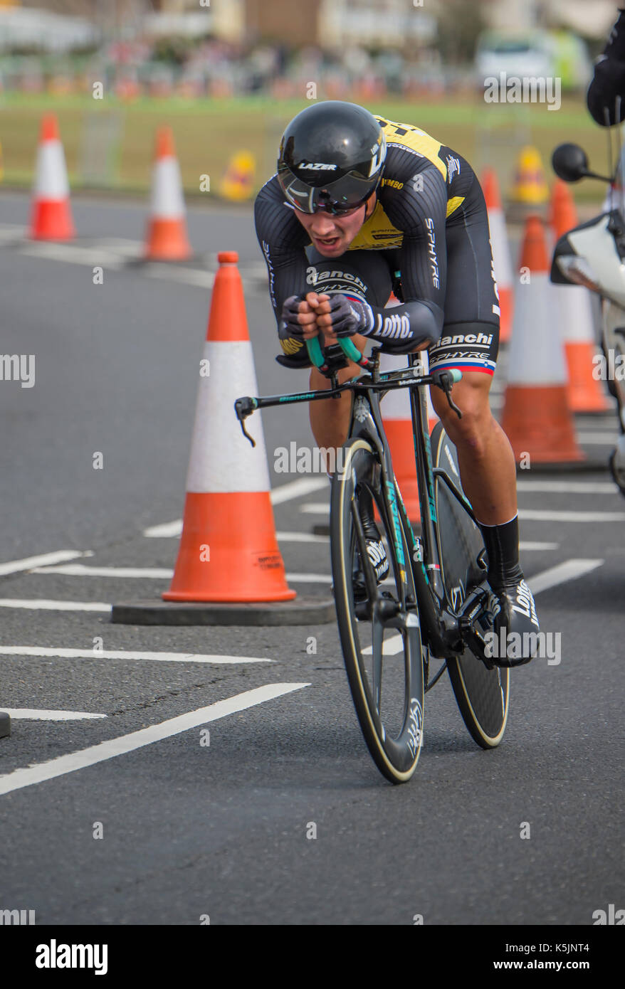 ROGLIC Primoz, Lotto Jumbo, tour della Gran Bretagna cycle race stage 5 timetrial a Clacton On Sea, UKTour della Gran Bretagna cycle race stage 5 timetrial a Clacton Foto Stock