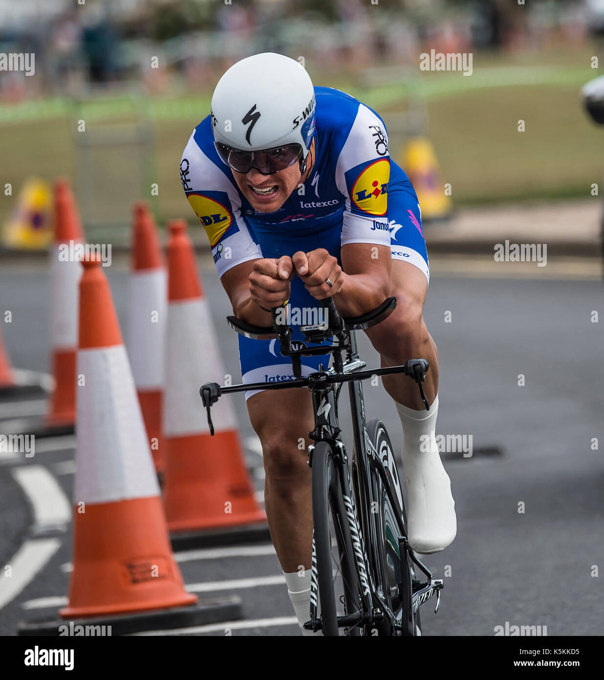 Zdenek STYBAR, Quickstep, tour della Gran Bretagna cycle race stage 5 timetrial a Clacton On Sea, Regno Unito. Foto Stock