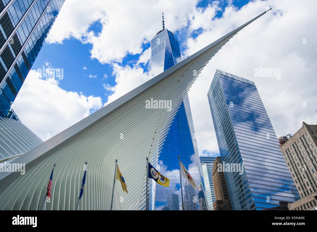 L'occhio e il World Trade Center a New York City Foto Stock