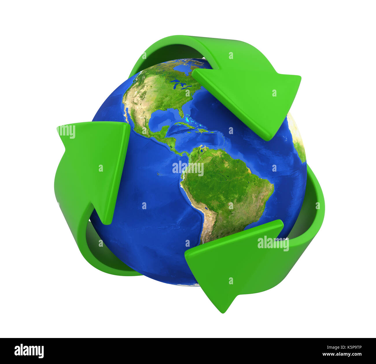 Frecce di riciclaggio messa a terra isolata Foto Stock