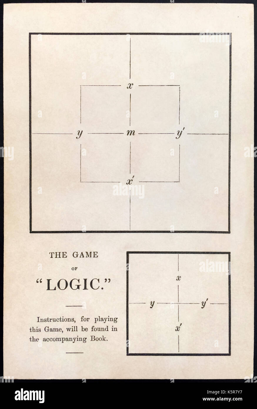 " Il gioco di logica" (riproduzione di bordo) da Lewis Carroll (1832-1898) (Charles Lutwidge Dodgson), pubblicato nel 1887. Un gioco per almeno un giocatore. Vedere la descrizione per maggiori informazioni. Foto Stock