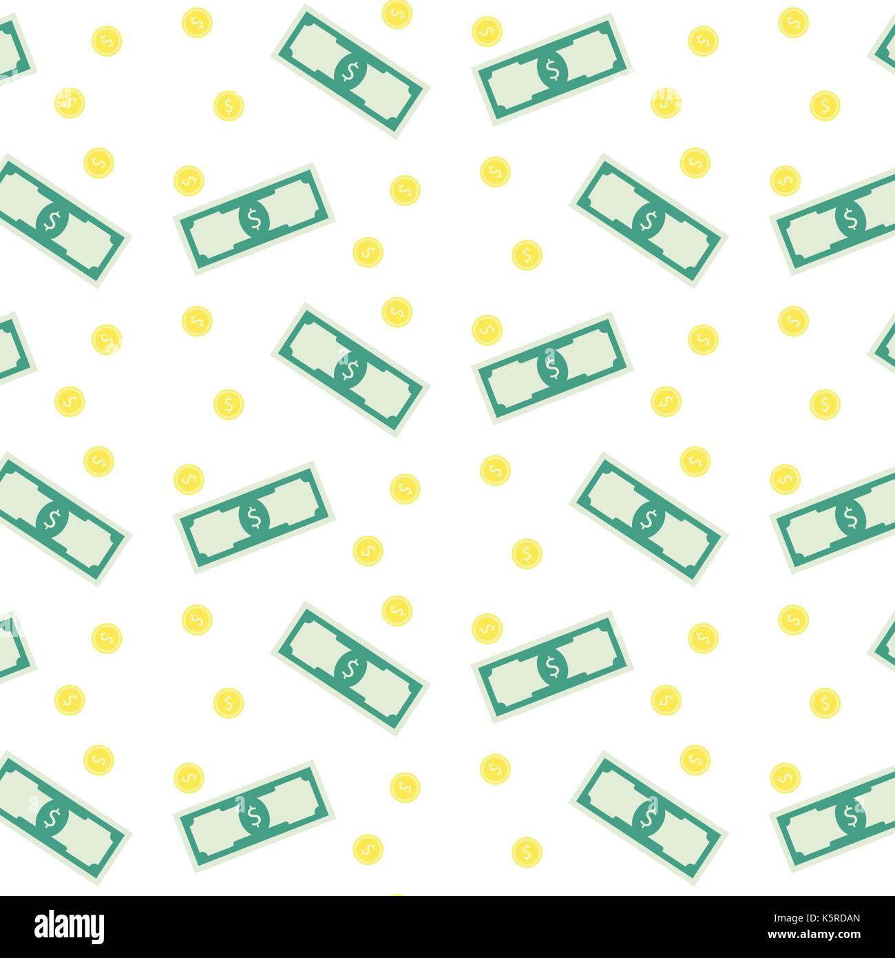 Il denaro delle banconote e delle monete metalliche seamless pattern. dollaro valuta business, la banconota denaro caduta, background finanziario illustrazione vettoriale Illustrazione Vettoriale