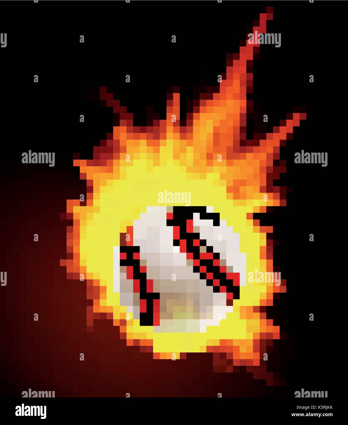 Palla da baseball a fuoco lo sfondo. Illustrazione Vettoriale