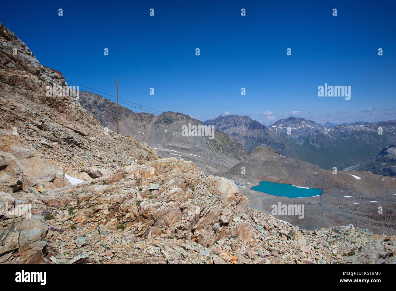 Vista dal Diavolezza per le montagne e ghiacciai, Svizzera Foto Stock