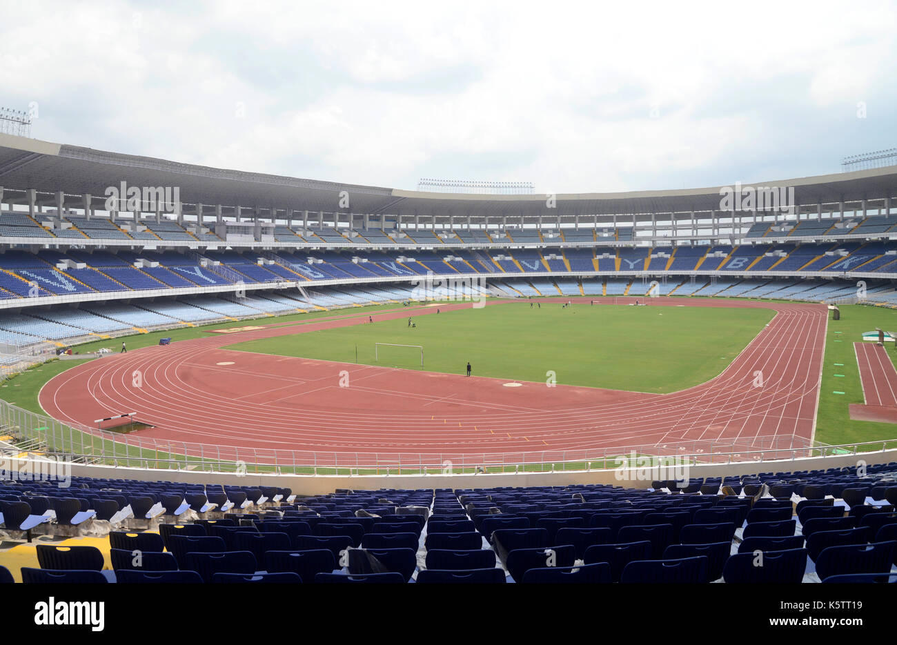 Kolkata, India. Decimo Sep, 2017. preparazione finale sotto la strada di fifa u-17 world cup india 2017 presso lo Stadio Salt Lake o yuvabharati krirangan il 10 settembre 2017 in Kolkata. Credito: saikat paolo/Pacific press/alamy live news Foto Stock