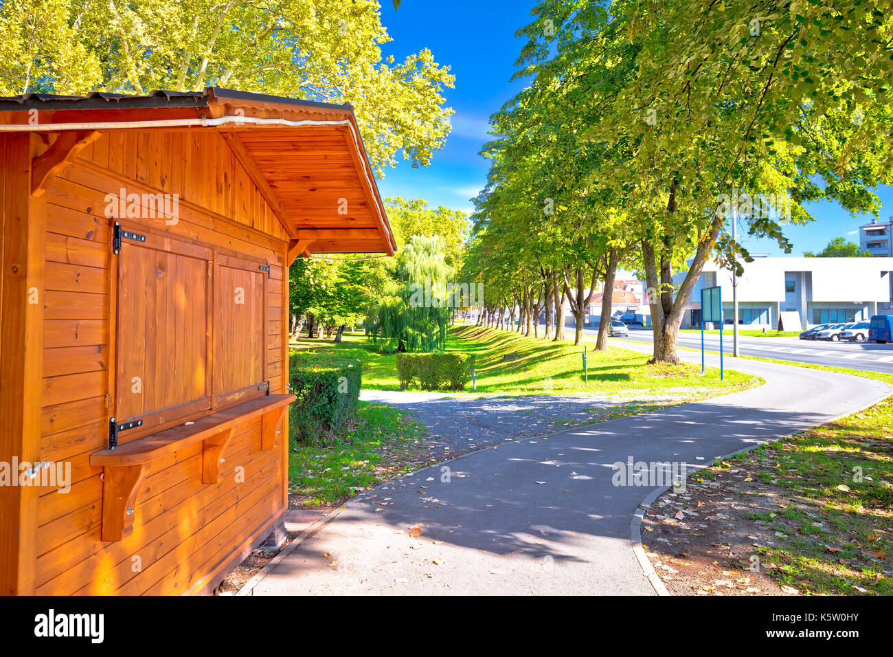 Città di virovitica park e street view, slavonija regione della Croazia Foto Stock
