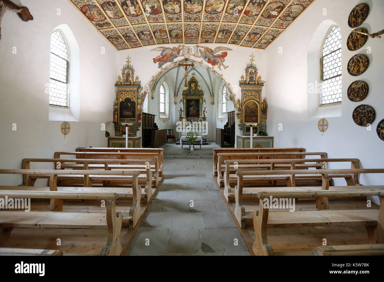 Rochuskapelle, Sala dell'altare, Wangen im Allgäu, Baden Württemberg, Germania Foto Stock