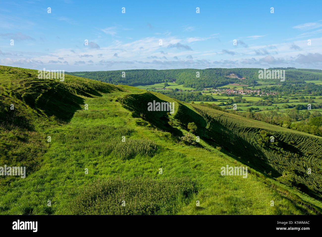 Hambledon Hill, un ferro-età hill fort Blackmore Vale, Dorset, England Regno Unito Foto Stock