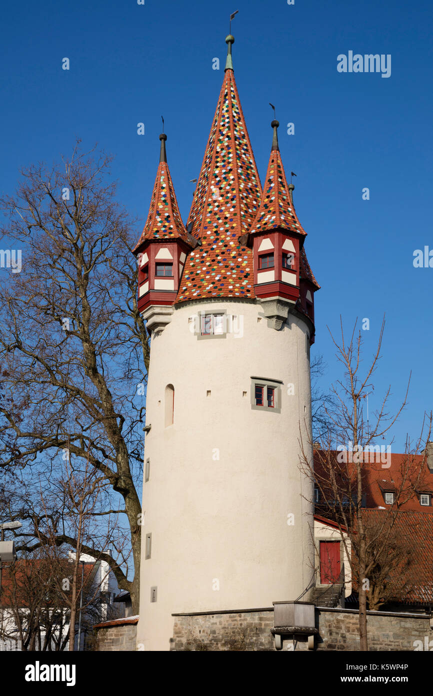 Diebsturm, torre di Lindau, lago di Costanza, Baviera, Germania, Europa Foto Stock