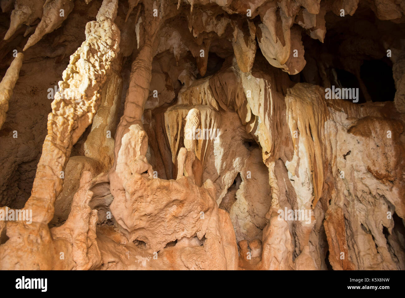 Mandresy grotta scavata nel tsingy dell'Ankarana massiccio, Madagascar Foto Stock