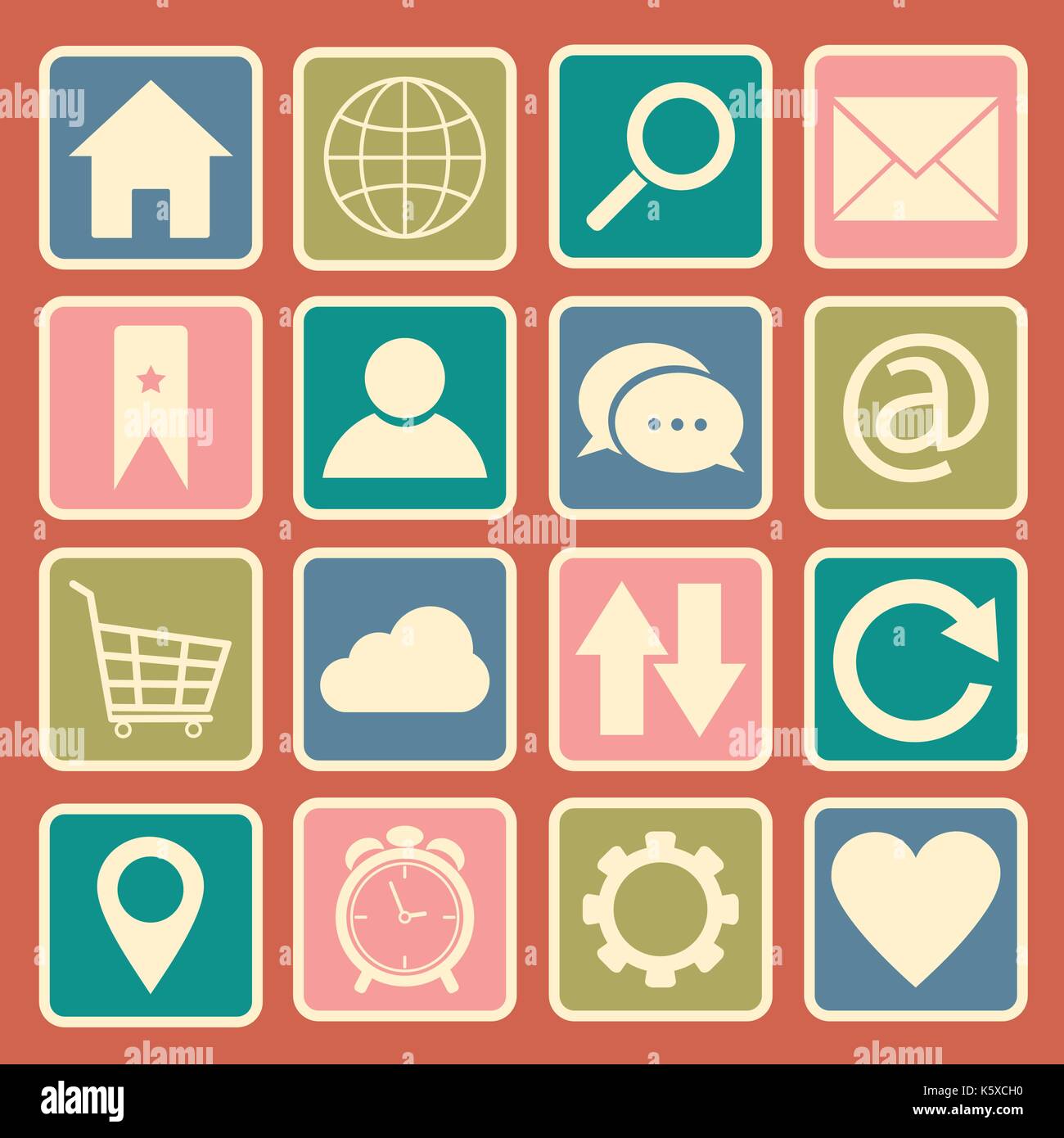 Sito web e le icone di internet Illustrazione Vettoriale