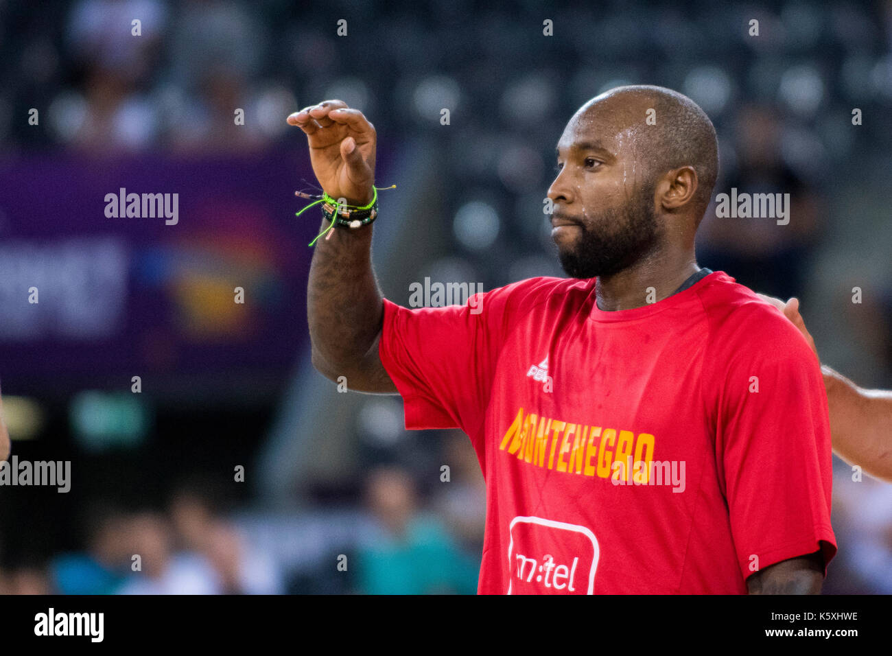 5 settembre 2017: tyrese riso #2 (MNE) durante la fiba Eurobasket 2017 - gruppo c, gioco tra repubblica ceca e Montenegro presso la sala polivalente, Cluj - Napoca, Romania rou. foto: cronos Foto Stock