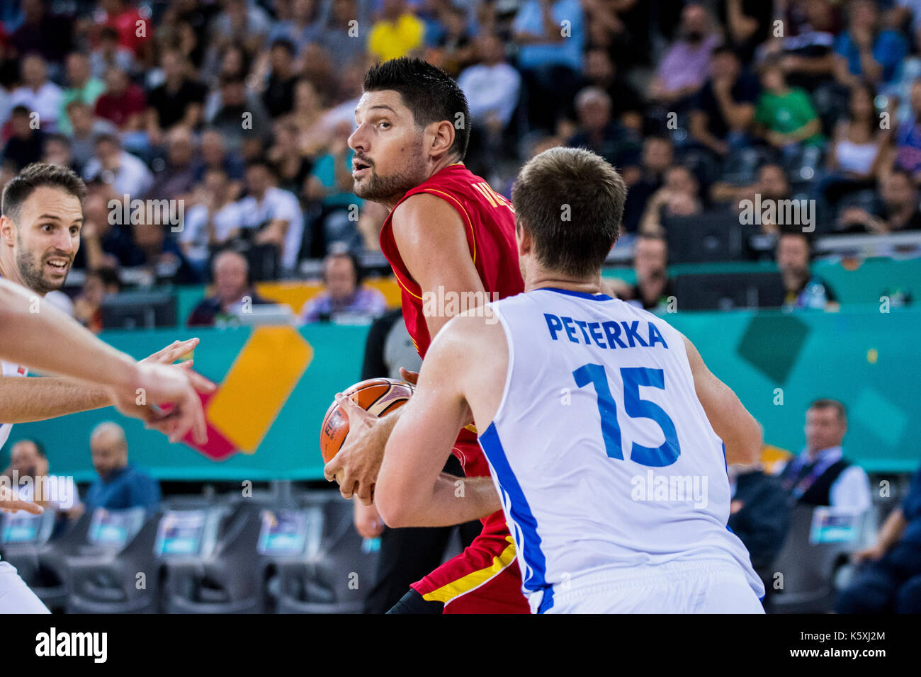 5 settembre 2017: nikola vucevic #4 (MNE) durante la fiba Eurobasket 2017 - gruppo c, gioco tra repubblica ceca e Montenegro presso la sala polivalente, Cluj - Napoca, Romania rou. foto: cronos Foto Stock