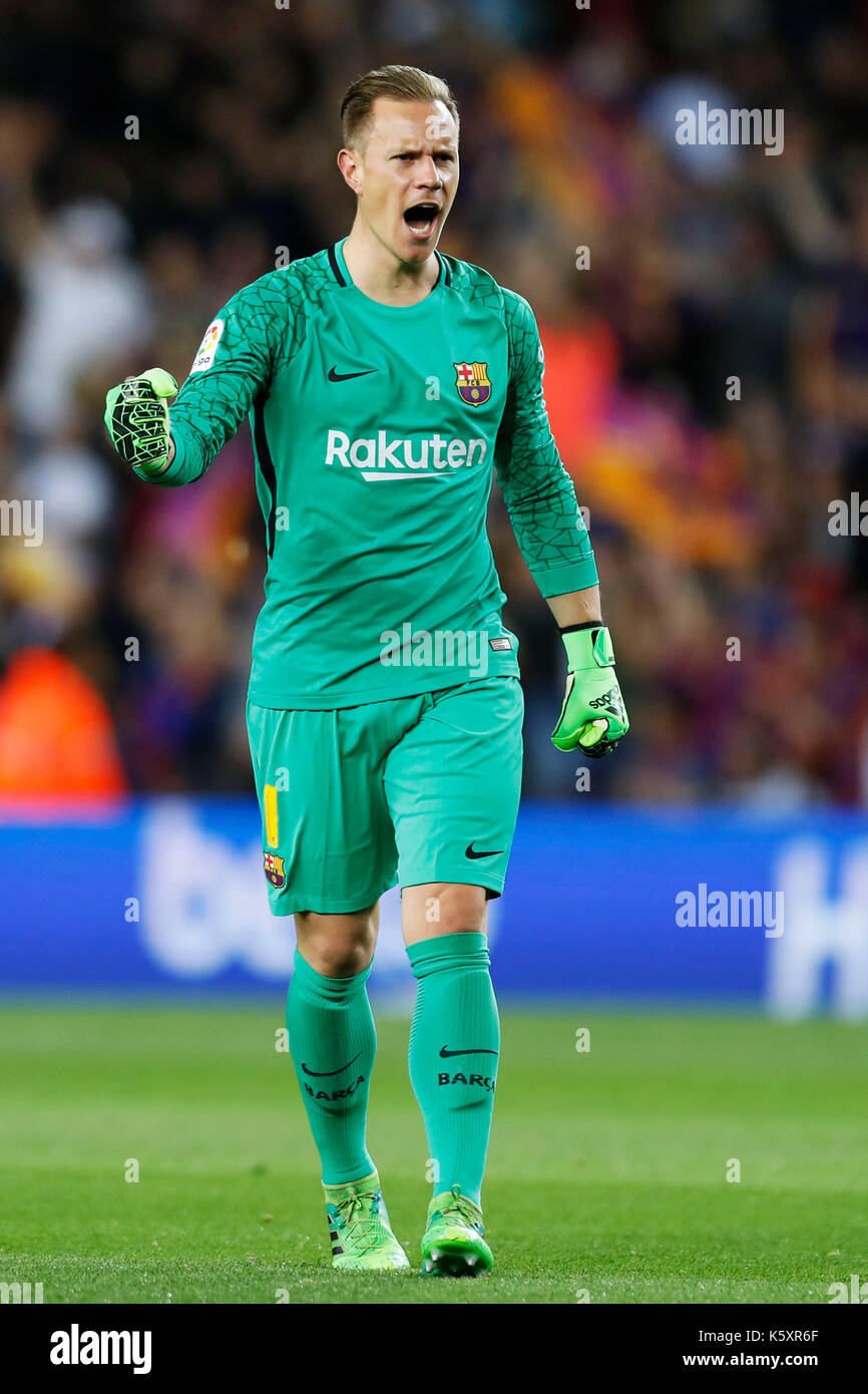Barcellona, Spagna. Credito: d. 9 Sep, 2017. MARC-andré ter stegen (Barcellona) calcio/calcetto : spagnolo primera division "liga santander' match tra fc barcelona 5-0 espanyol Camp Nou stadium di Barcellona, Spagna. Credito: d .nakashima/aflo/alamy live news Foto Stock