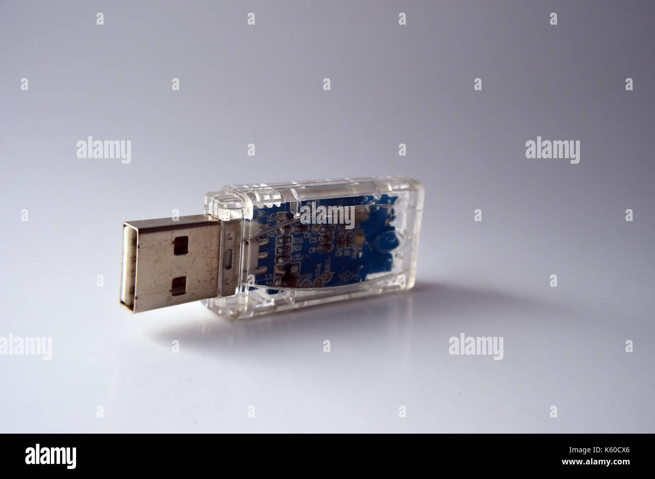 Vista ravvicinata di una unità USB. Foto Stock