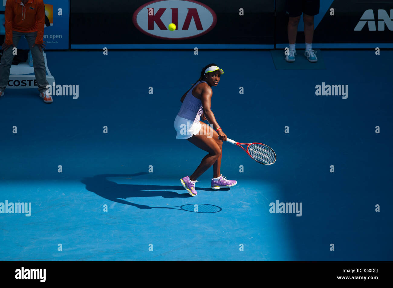 Sloane stephens in match play al 2013 Australian Open Grand Slam Tennis Tournament. L'adolescente ha sconfitto il grand slam champion Serena Williams. Foto Stock