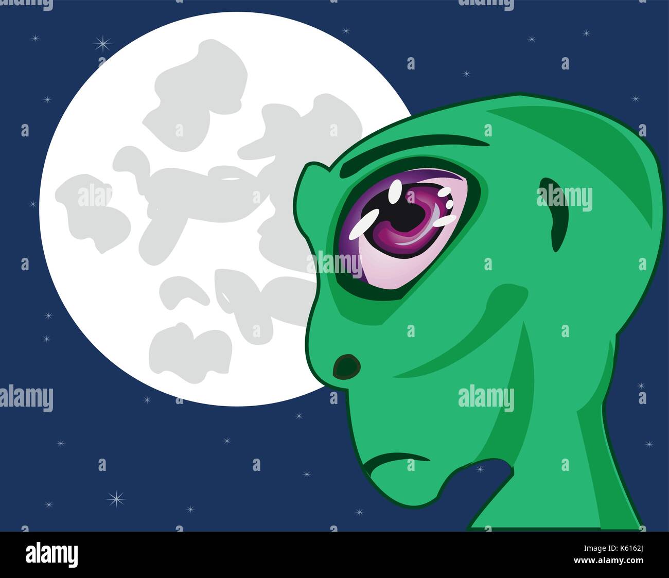 Straniero sullo sfondo della luna Illustrazione Vettoriale