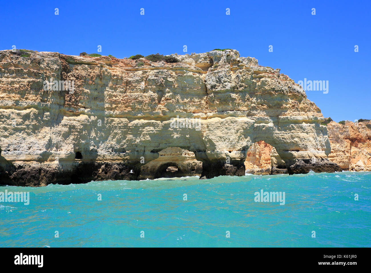 Formazione di rocce di marinha beach, algarve, portogallo Foto Stock