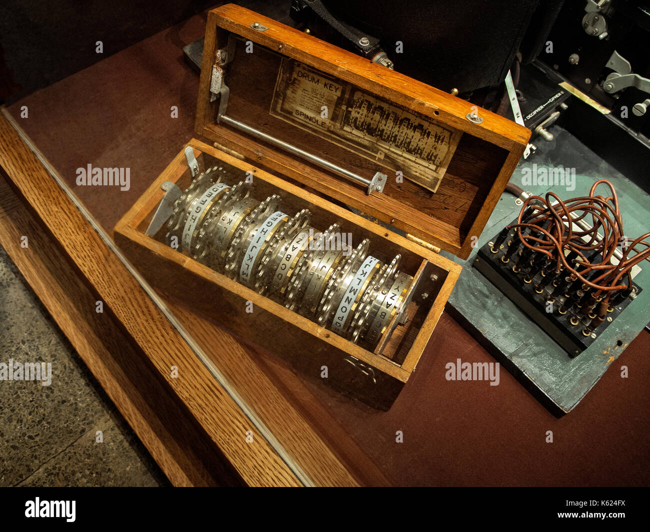 Chiavi a tamburo per la seconda guerra mondiale enigma macchina di decodifica. Foto Stock