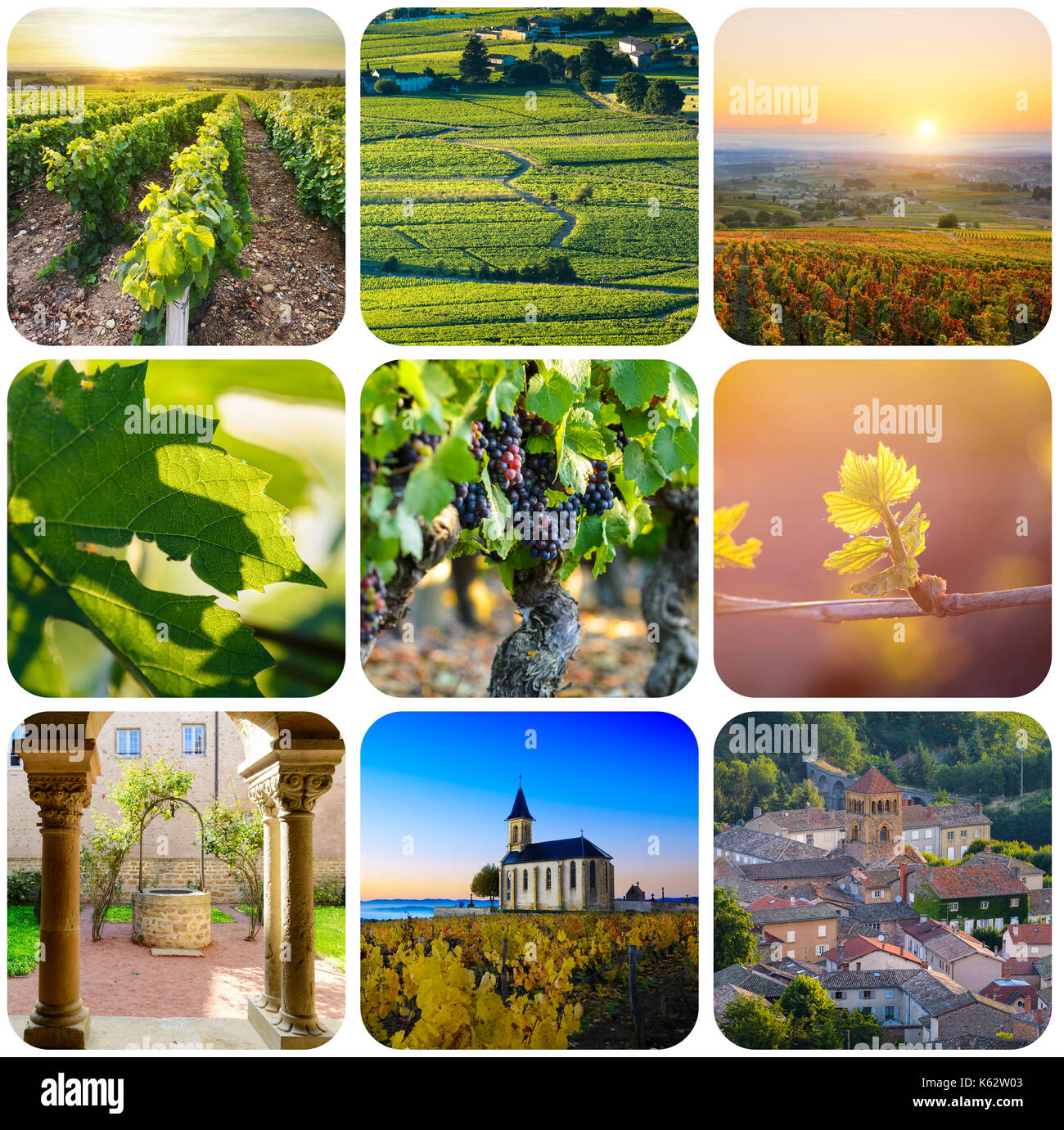Beaujolais viaggio rettangolare photo collage Foto Stock